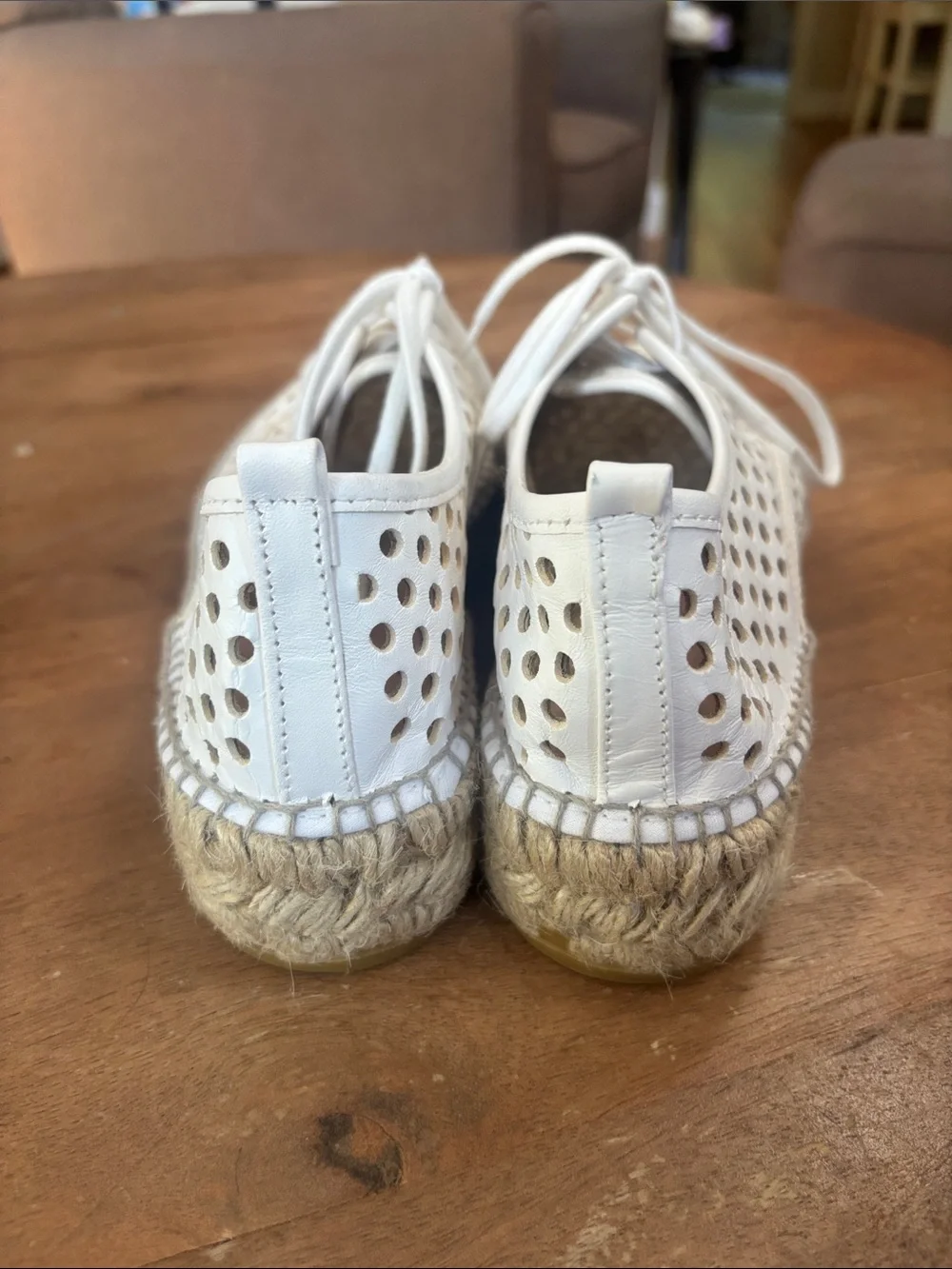 Loeffler Randall White Perforated Lace-Up Espadrilles